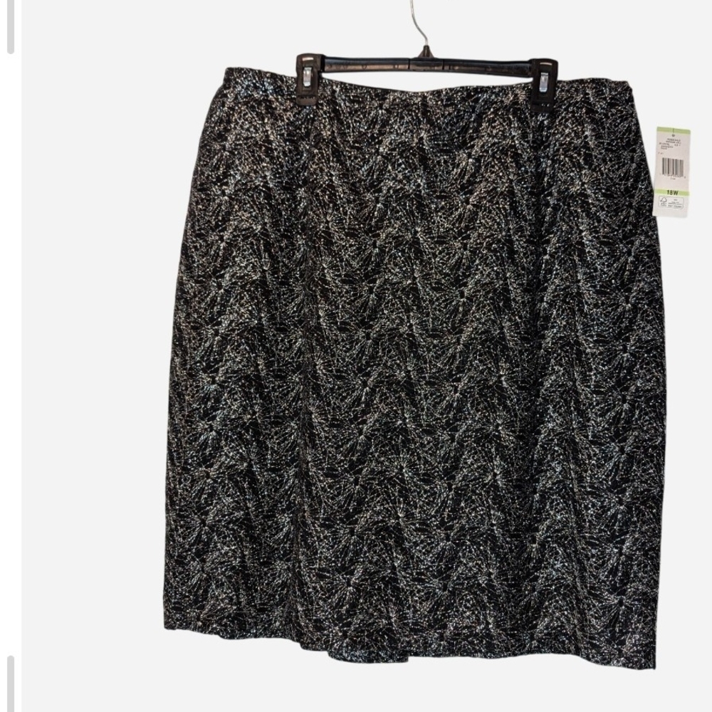 Jones New York Black and White Textured Pencil Skirt